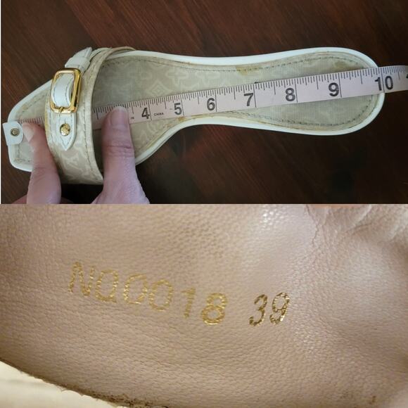 Louis Vuitton Vintage Monogram Sandals Kitten Heels White Leather Mules 9 39 - Picture 6 of 13